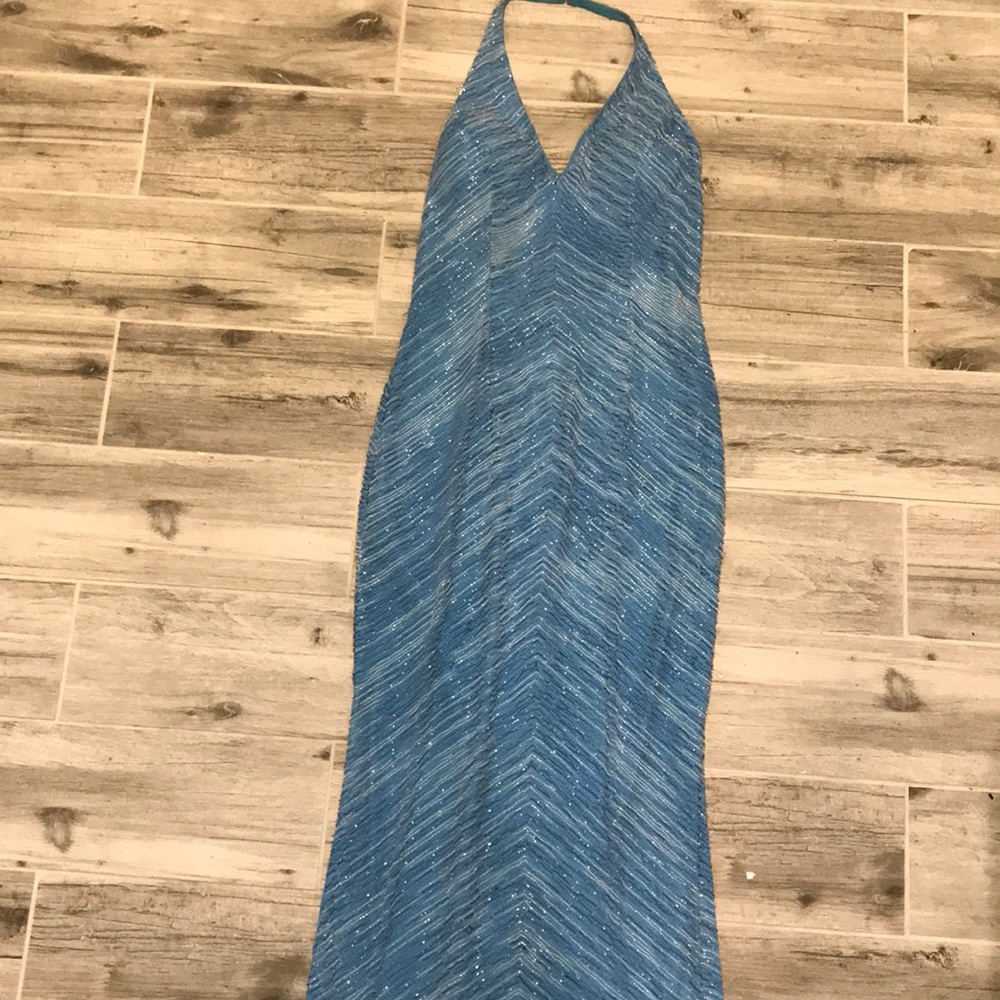 Halter sequins floor length gown